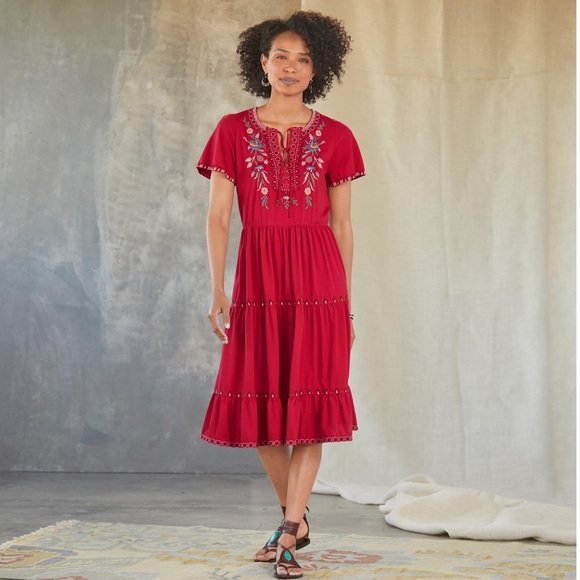 Johnny Was | Dresses | Sundance Johnny Was Nya Tiered Knit Red Dress Size S  | Poshmark